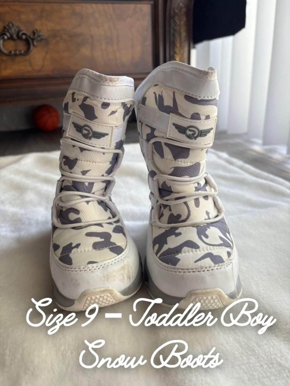 Toddler Boy Snow Boots | Size 9 | Camo Winter Boots | Cold Weather Boots